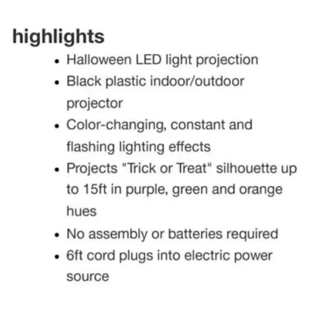 ⚡️Hyde & Eek Trick or Treat LED‎ Light Motion Projector 6ft Halloween Decoration